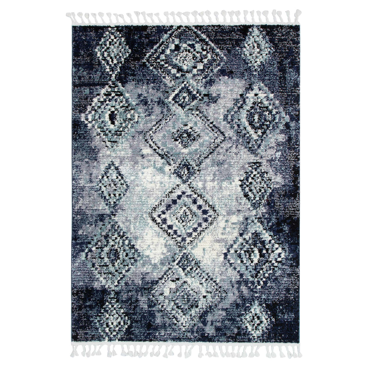 Quarry  Slate Incan Blue Geometric Rug