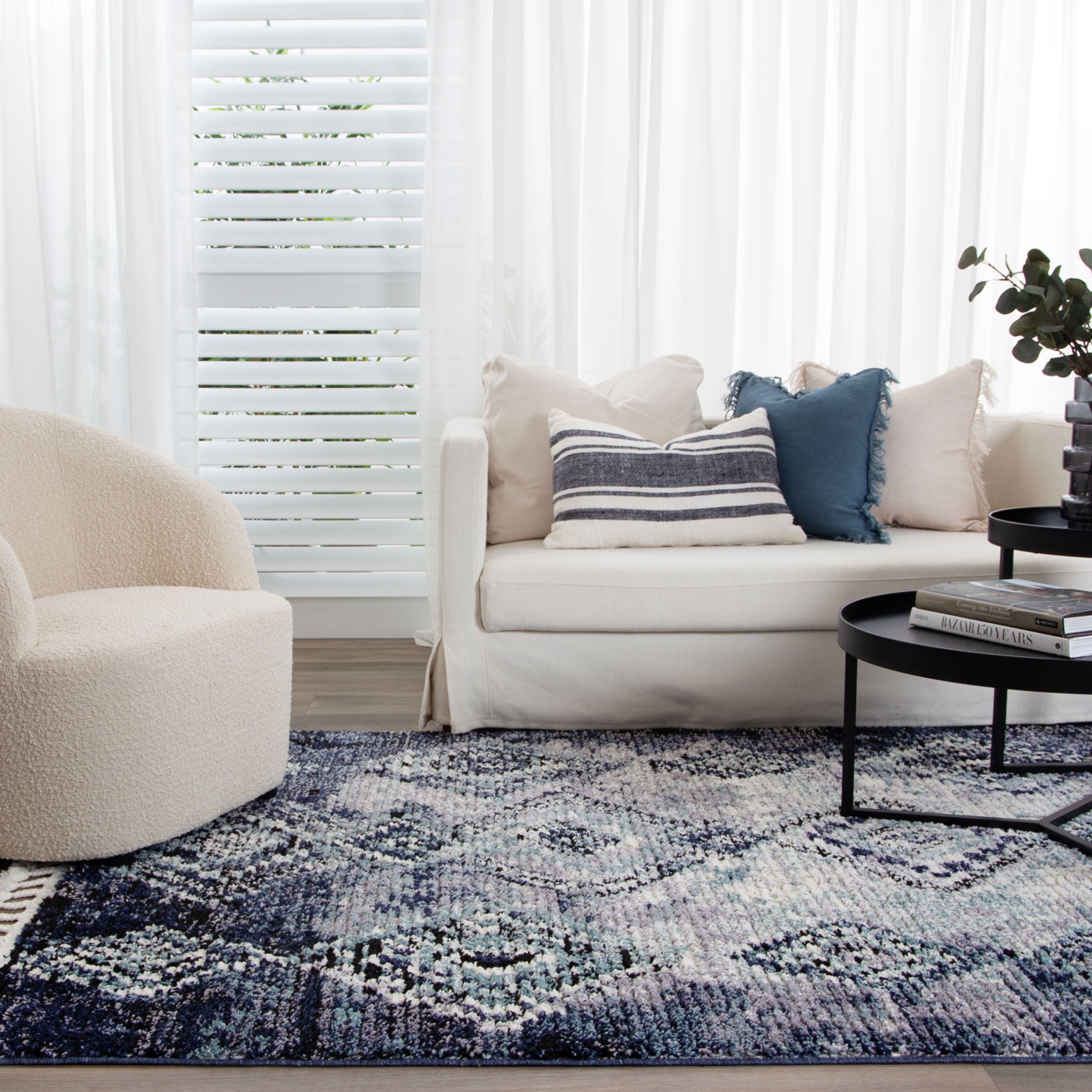 Quarry  Slate Incan Blue Geometric Rug