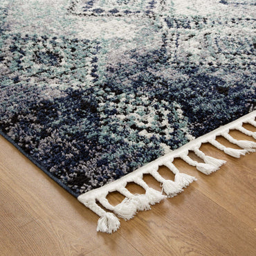 Quarry  Slate Incan Blue Geometric Rug