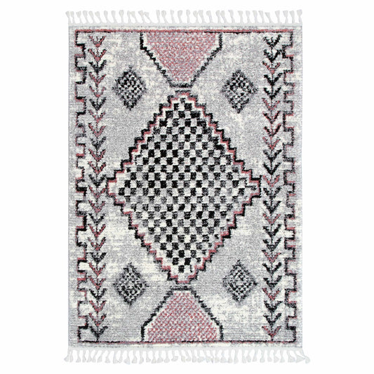 Quarry  Slate Tocapus Blush Geometric Rug