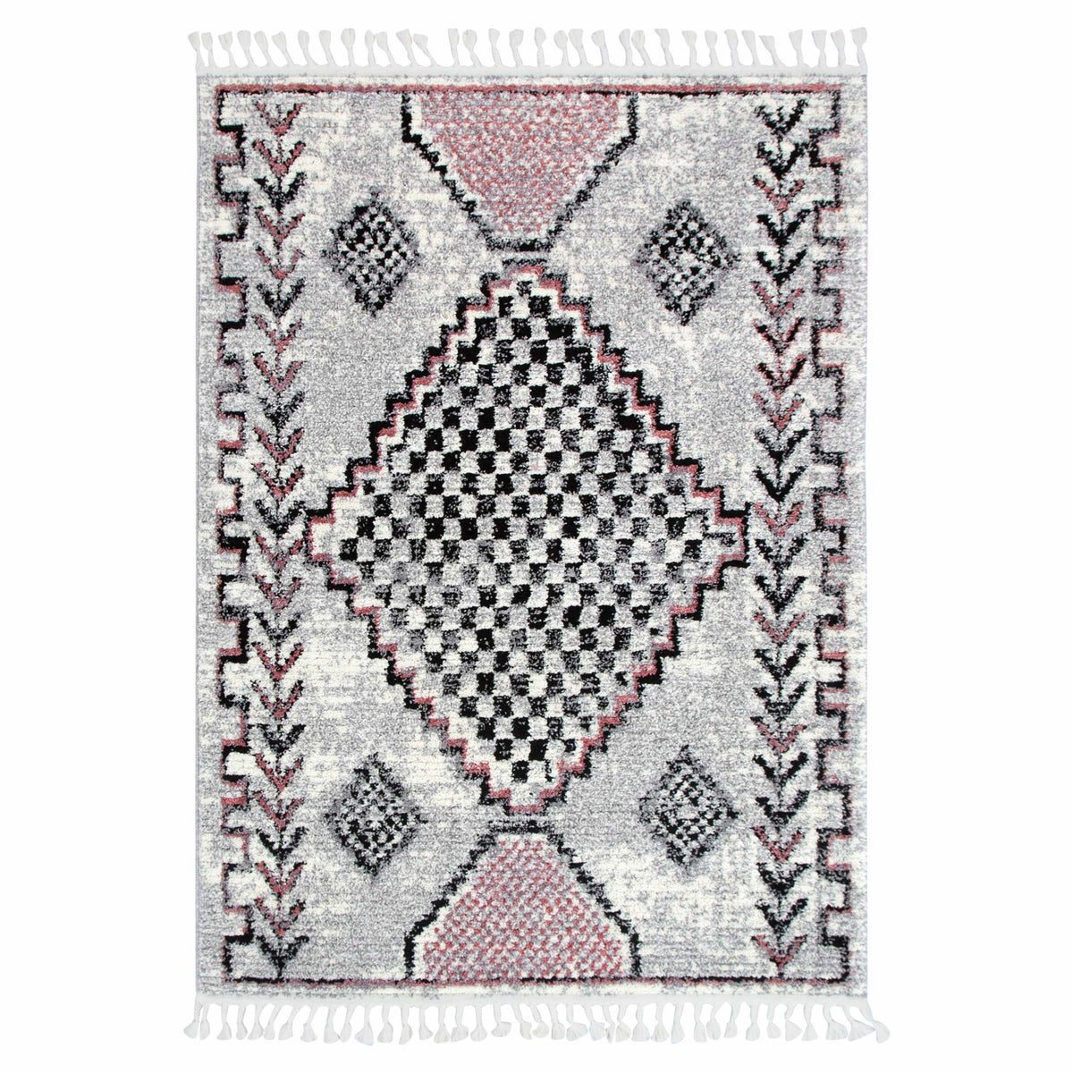 Quarry  Slate Tocapus Blush Geometric Rug