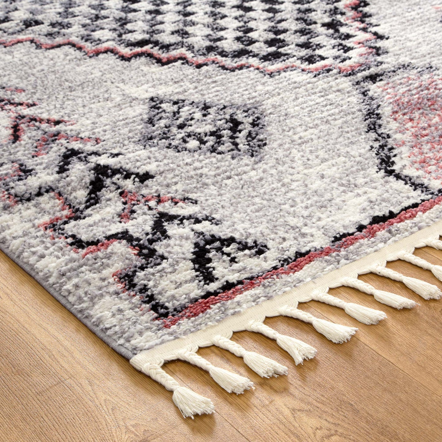 Quarry  Slate Tocapus Blush Geometric Rug