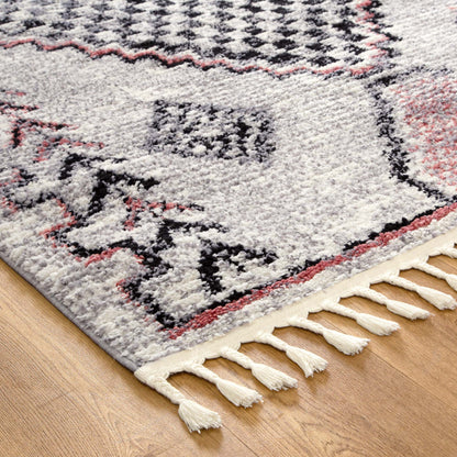 Quarry  Slate Tocapus Blush Geometric Rug