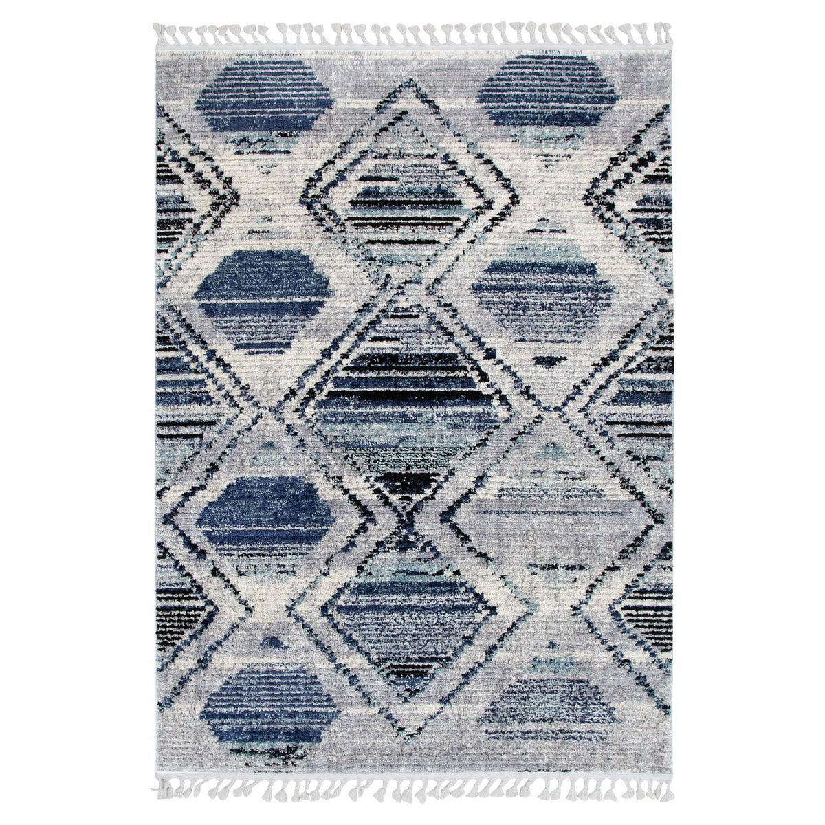 Quarry  Slate Diamond Blue Geometric Rug