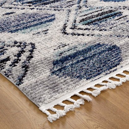 Quarry  Slate Diamond Blue Geometric Rug