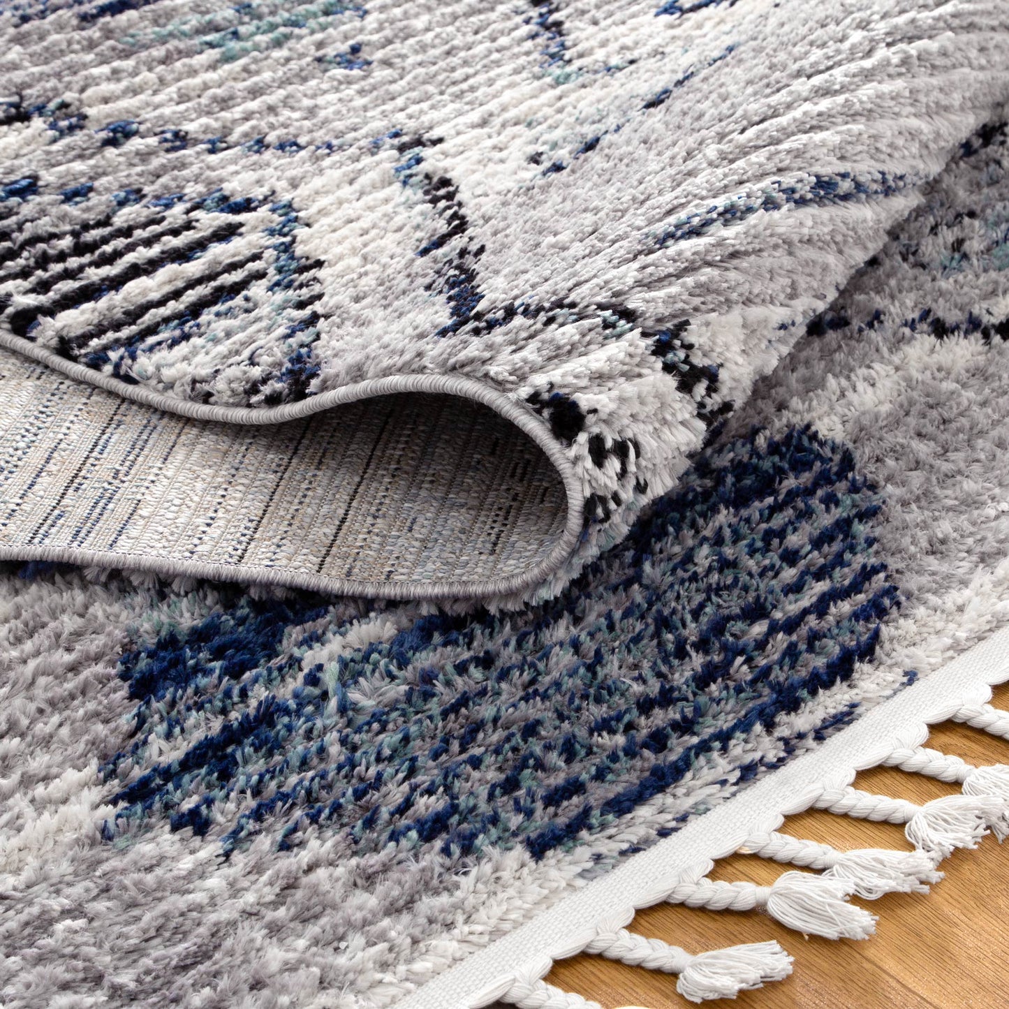 Quarry  Slate Diamond Blue Geometric Rug