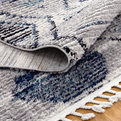 Quarry  Slate Diamond Blue Geometric Rug
