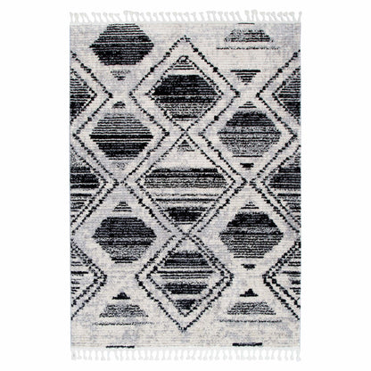 Quarry  Slate Diamond Black & White Geometric Rug