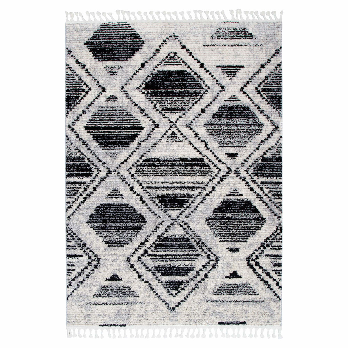 Quarry  Slate Diamond Black & White Geometric Rug