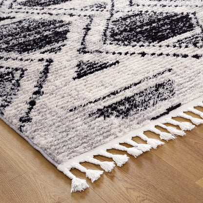 Quarry  Slate Diamond Black & White Geometric Rug