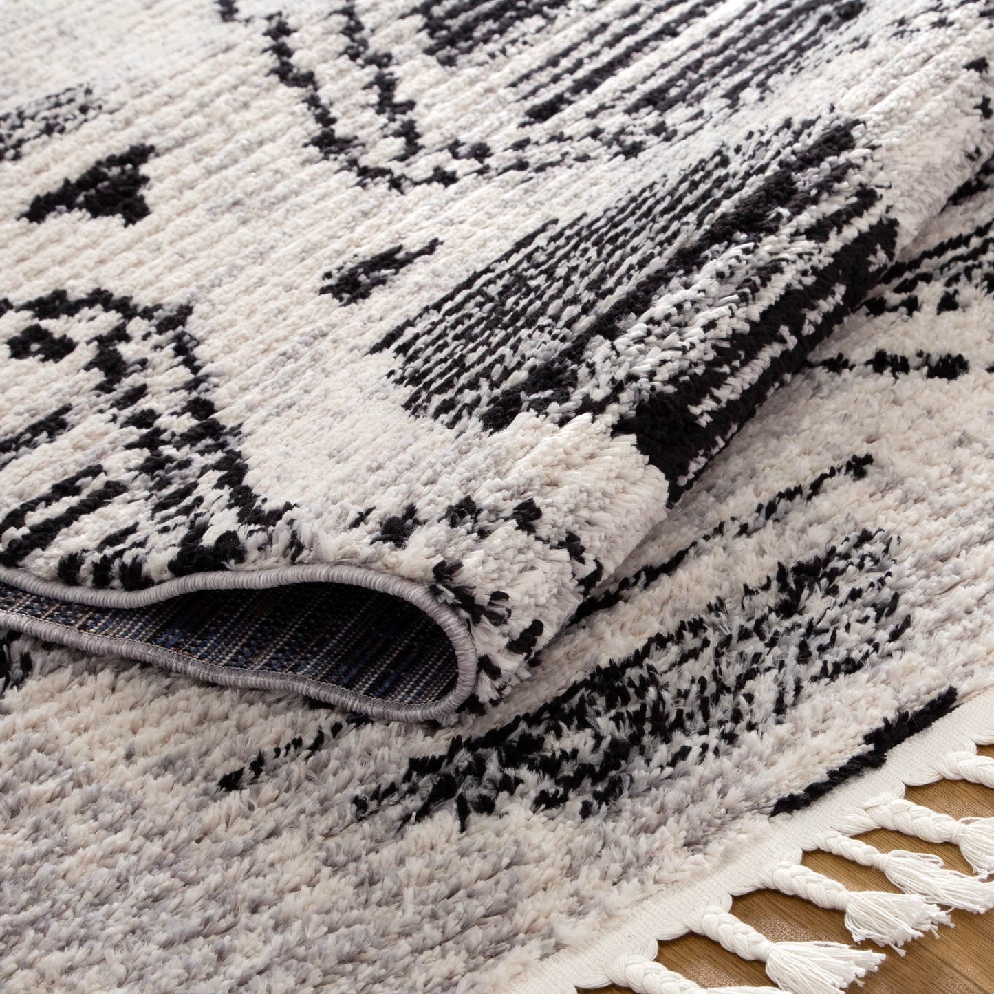 Quarry  Slate Diamond Black & White Geometric Rug