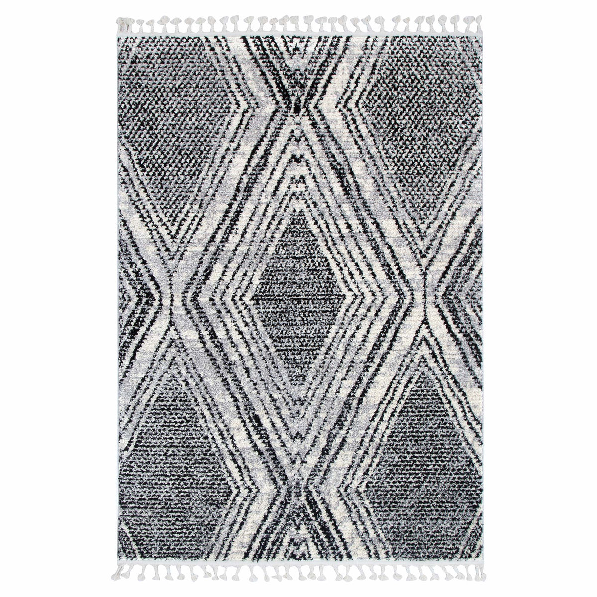 Quarry  Slate Harlequin Black & White Geometric Rug