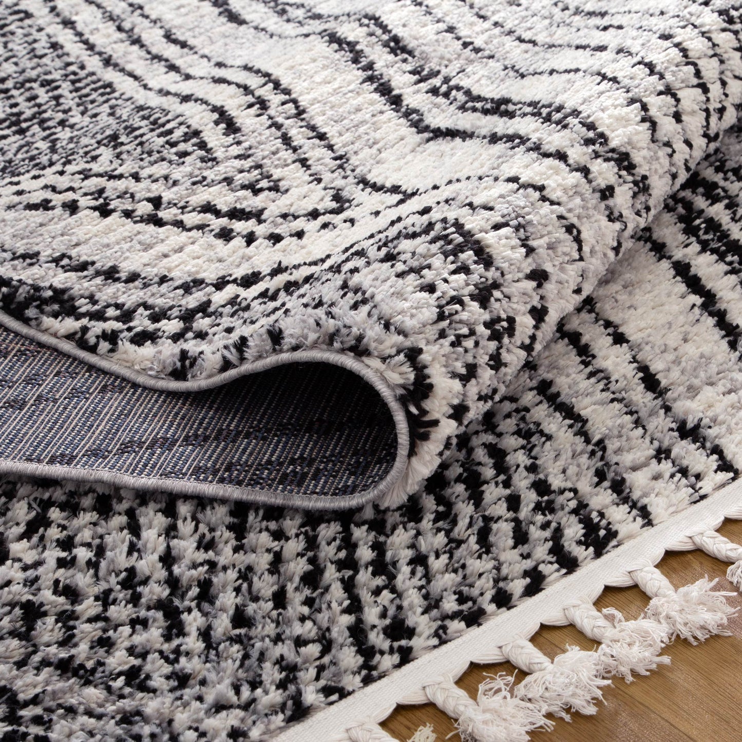 Quarry  Slate Harlequin Black & White Geometric Rug