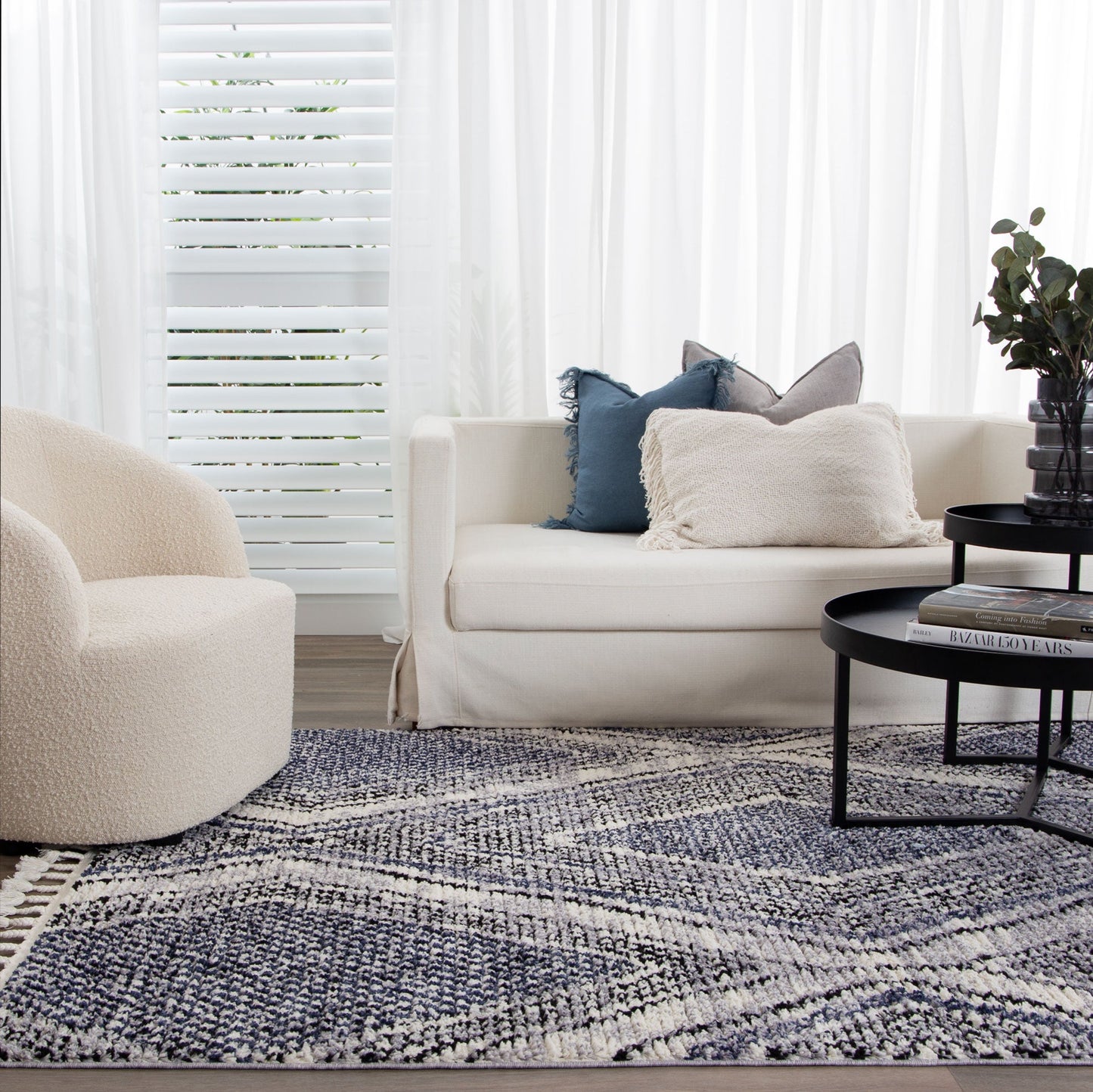 Quarry  Slate Harlequin Blue Geomteric Rug