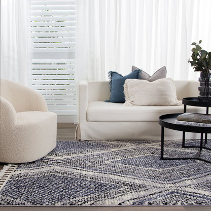 Quarry  Slate Harlequin Blue Geomteric Rug