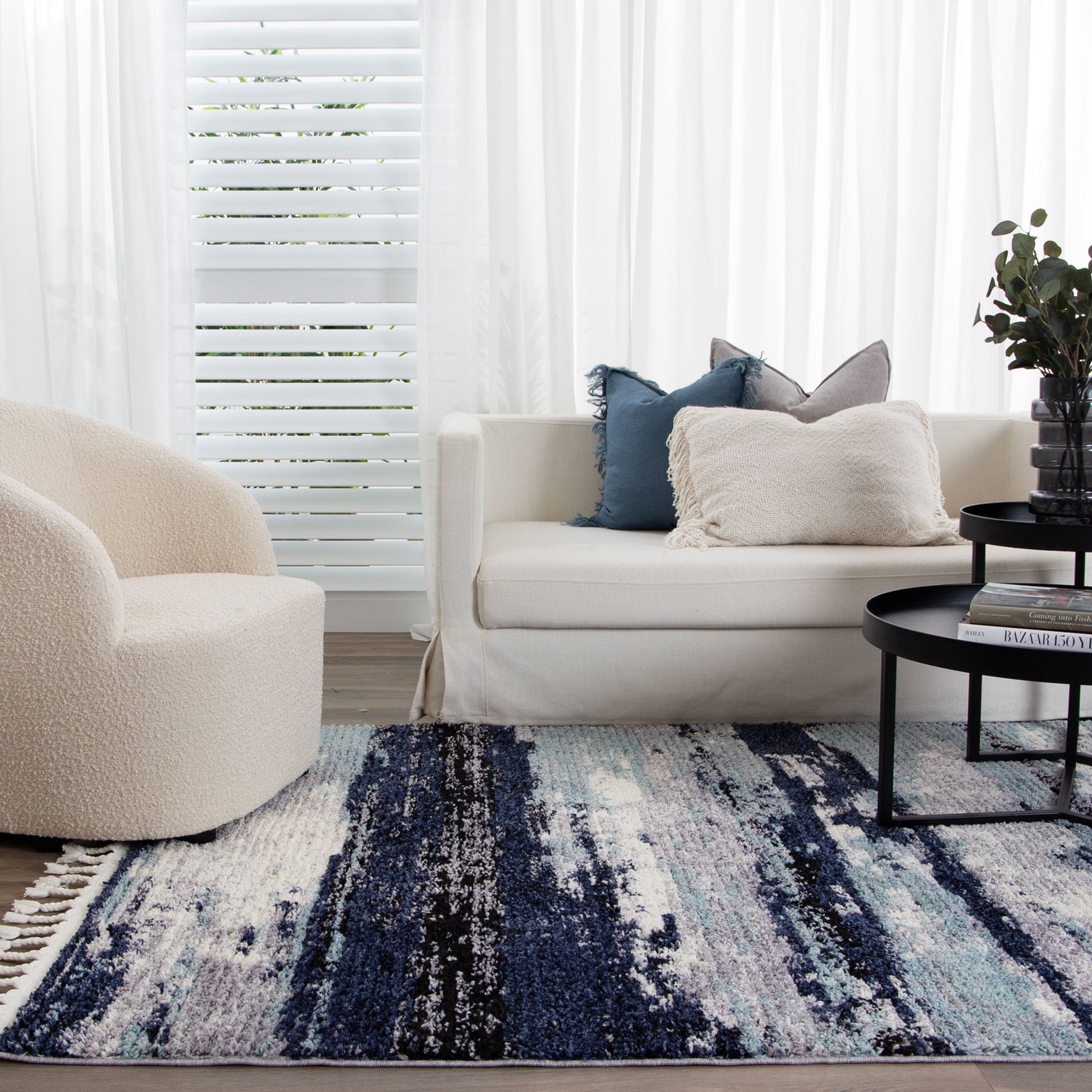 Quarry  Slate Horizon Blue Abstract Rug
