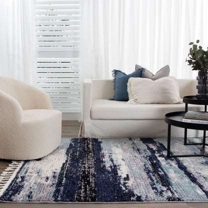 Quarry  Slate Horizon Blue Abstract Rug