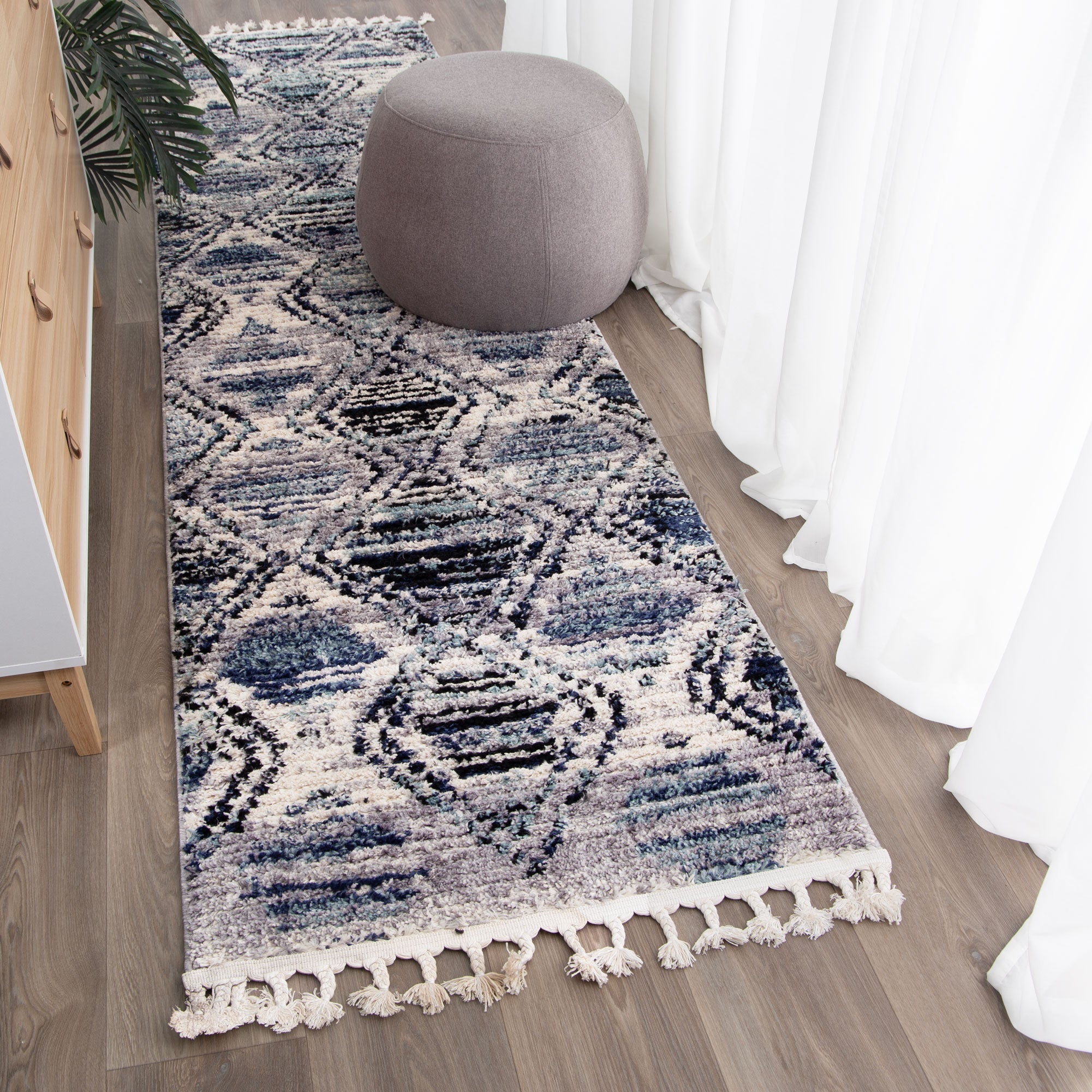 Quarry  Slate Diamond Blue Geometric Rug