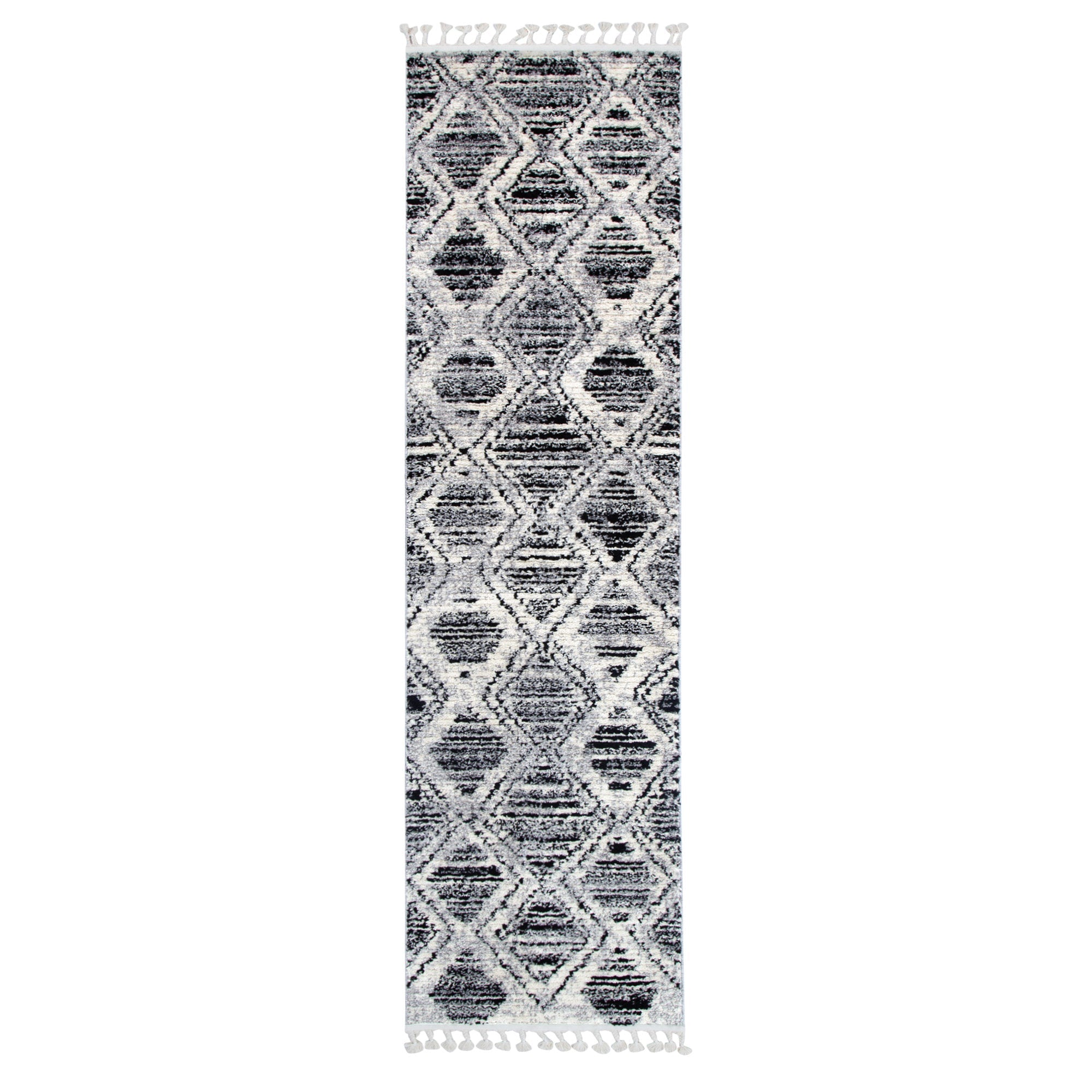 Quarry  Slate Diamond Black & White Geometric Rug