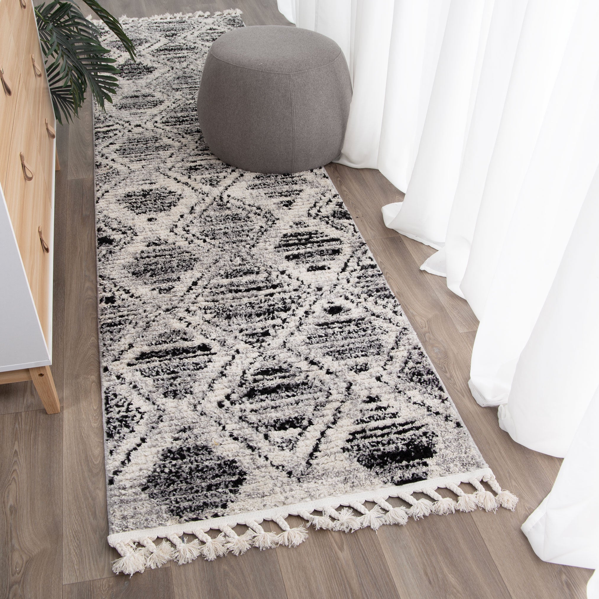 Quarry  Slate Diamond Black & White Geometric Rug
