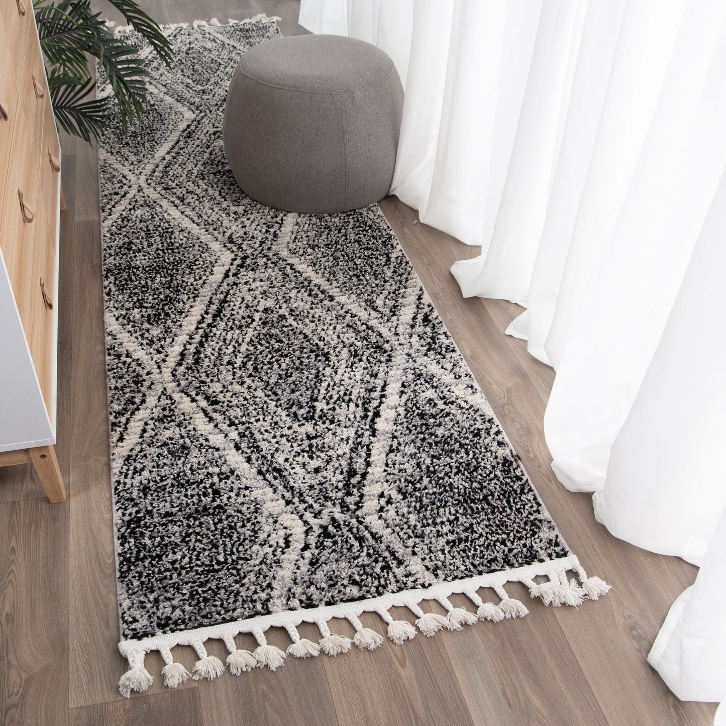 Quarry  Slate Harlequin Black & White Geometric Rug