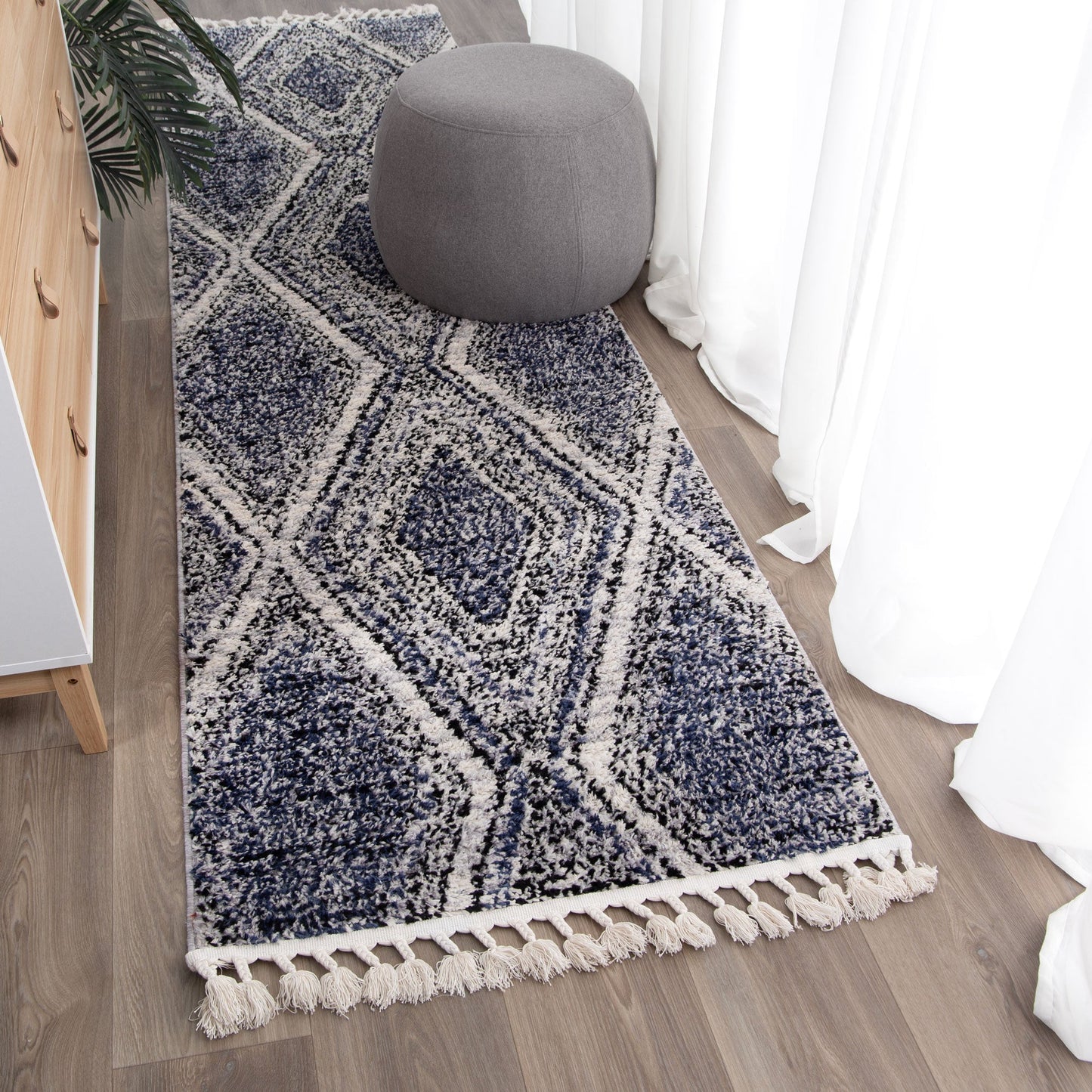 Quarry  Slate Harlequin Blue Geomteric Rug