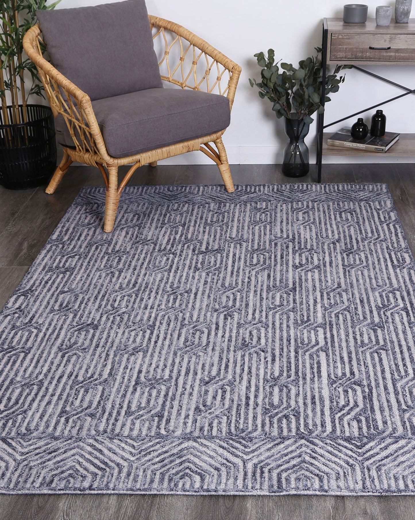 Slate Almeria Blue Contemporary Rug
