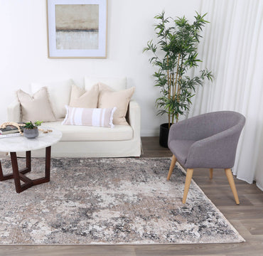 Flint Mosoel Ash Abstract Soft Rug