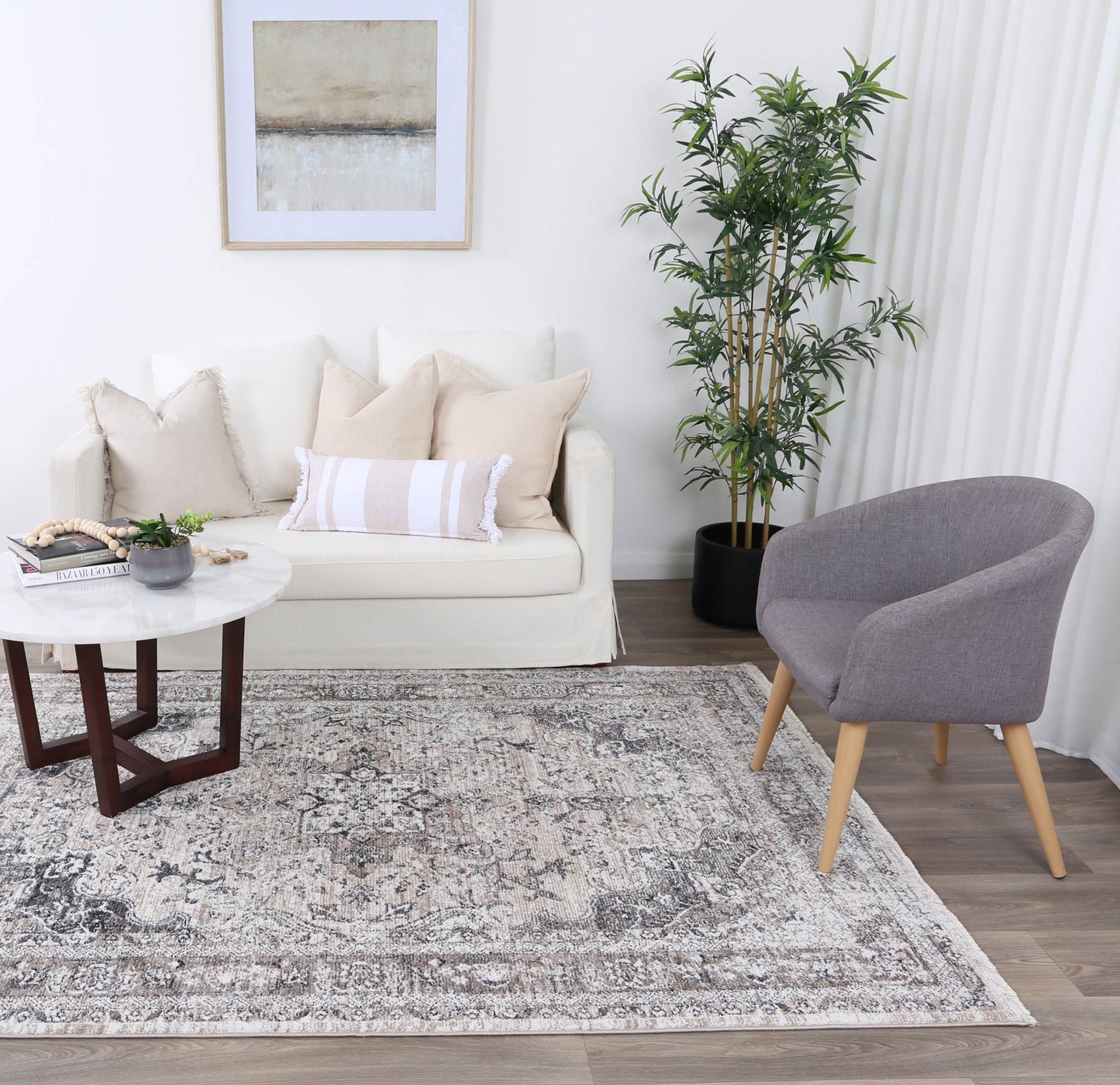 Flint Samarkad Ash Traditional Soft Rug