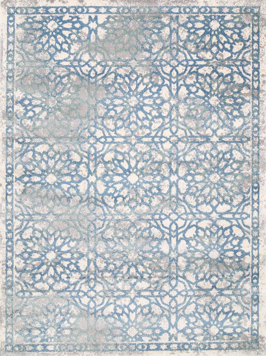 Umber Blue Demask Rug