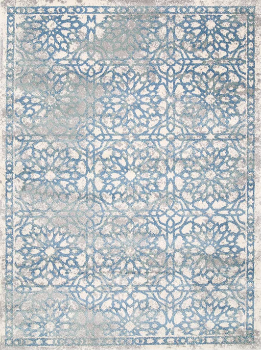 Umber Blue Demask Rug