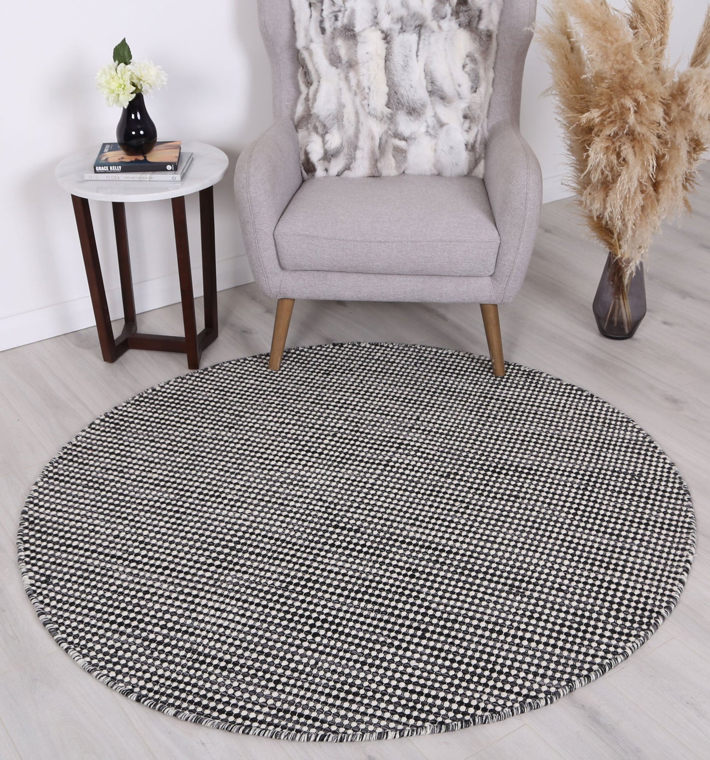 Elsinore Charcoal Reversible Wool Round Rug