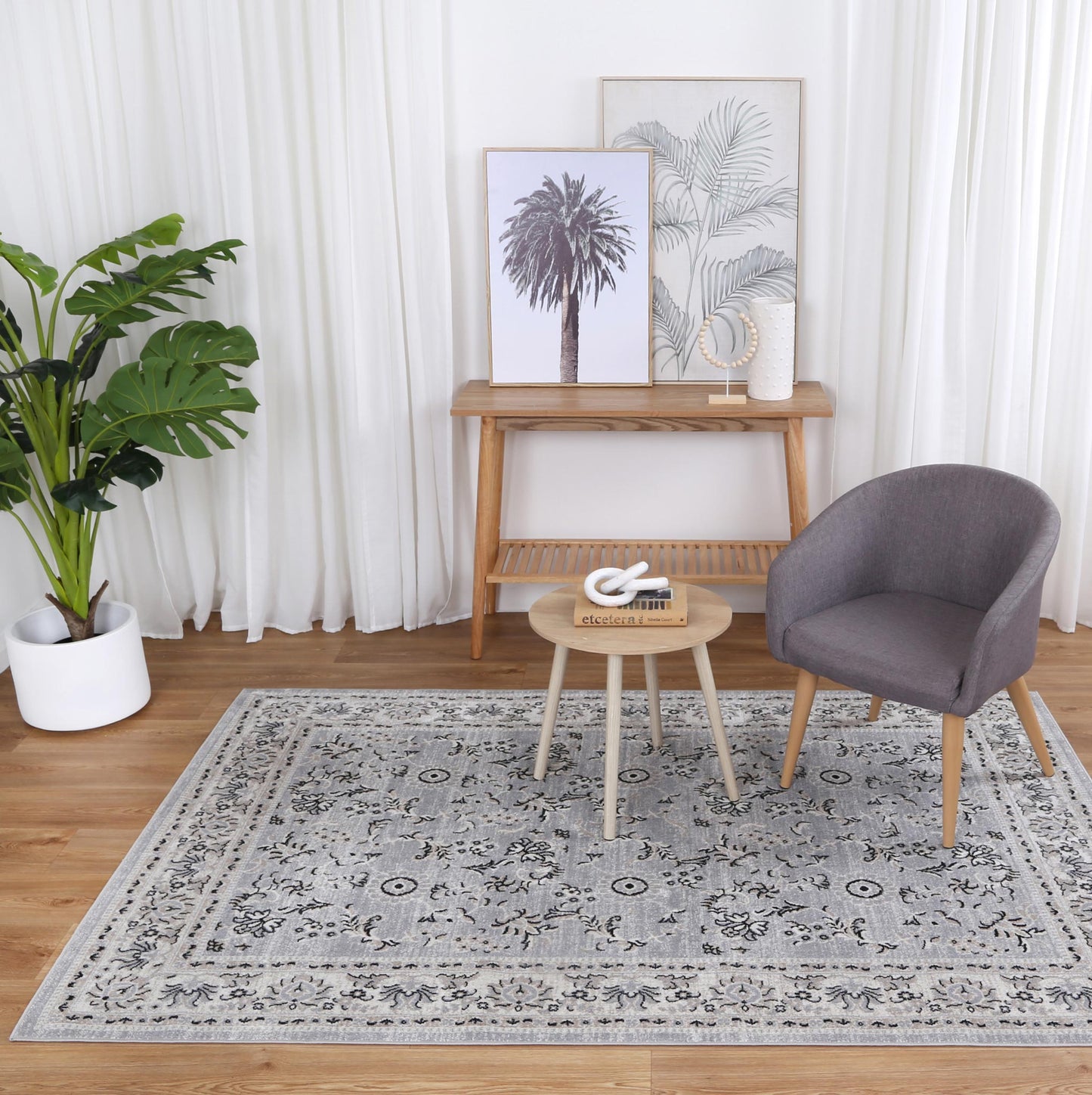 Palletto Hamburg Grey Traditional Soft Rug