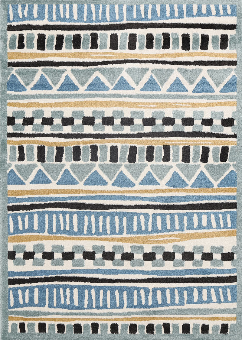 Stilo  Blue and Yellow Tribal Kids Rug