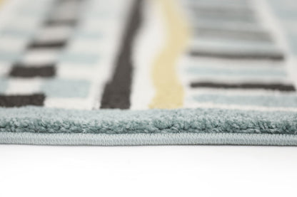 Stilo  Blue and Yellow Tribal Kids Rug