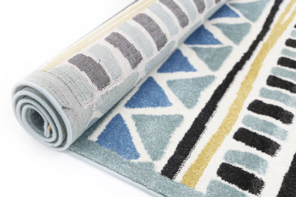 Stilo  Blue and Yellow Tribal Kids Rug