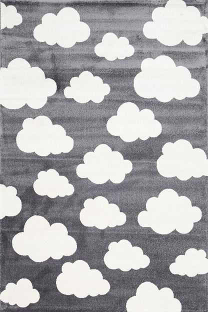 Stilo  Dark Grey and White Cloud Kids Rug