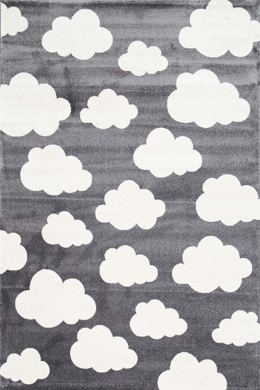 Stilo  Dark Grey and White Cloud Kids Rug