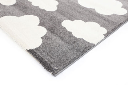 Stilo  Dark Grey and White Cloud Kids Rug