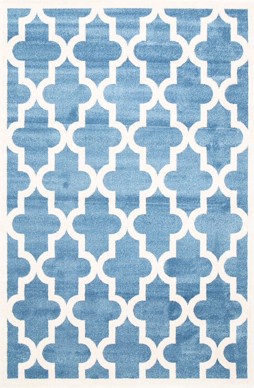 Stilo  Blue and White Lattice Pattern Kids Rug