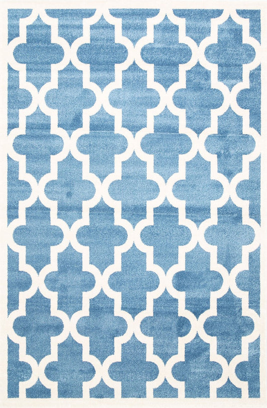 Stilo  Blue and White Lattice Pattern Kids Rug