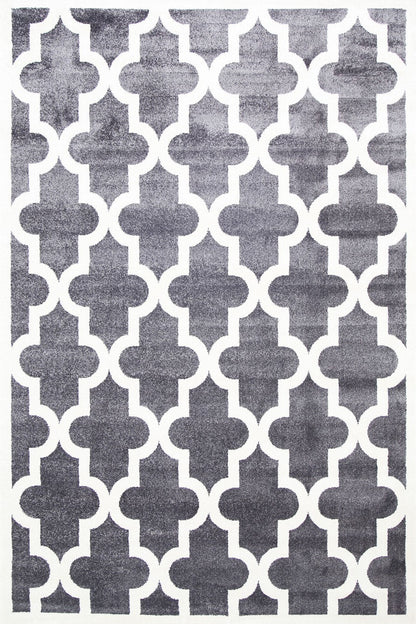 Stilo  Grey and White Lattice Pattern Kids Rug