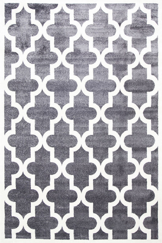 Stilo  Grey and White Lattice Pattern Kids Rug