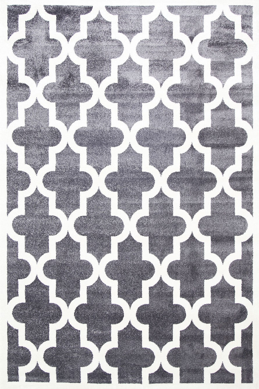 Stilo  Grey and White Lattice Pattern Kids Rug