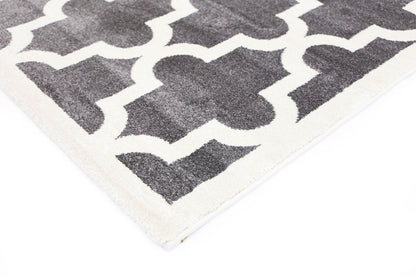 Stilo  Grey and White Lattice Pattern Kids Rug