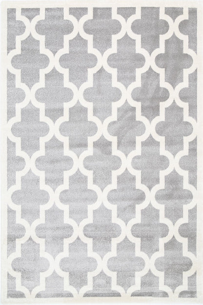 Stilo  Light Grey and White Lattice Pattern Kids Rug