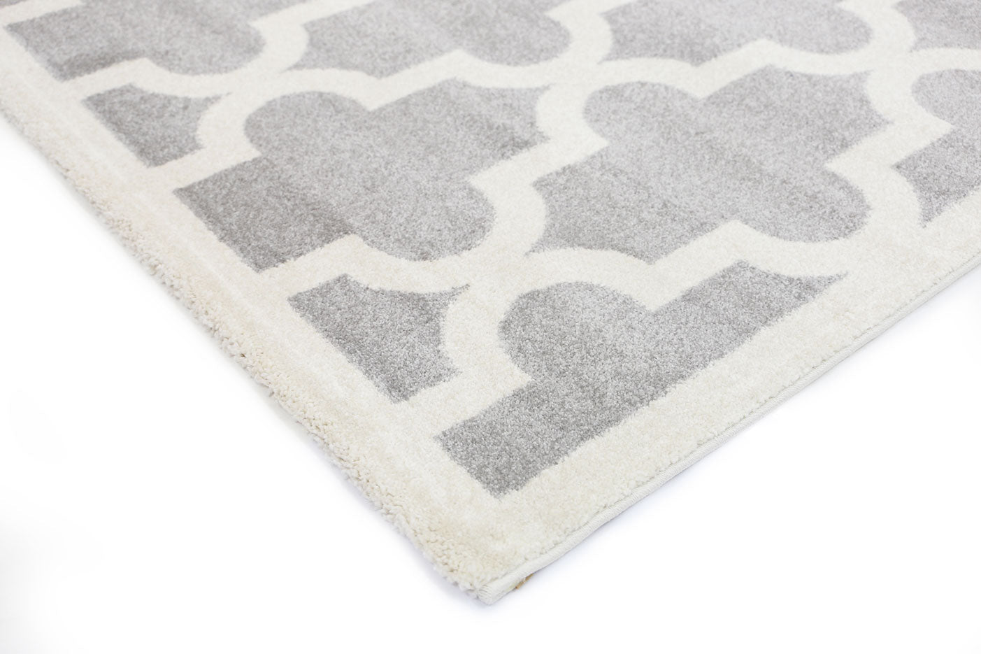 Stilo  Light Grey and White Lattice Pattern Kids Rug
