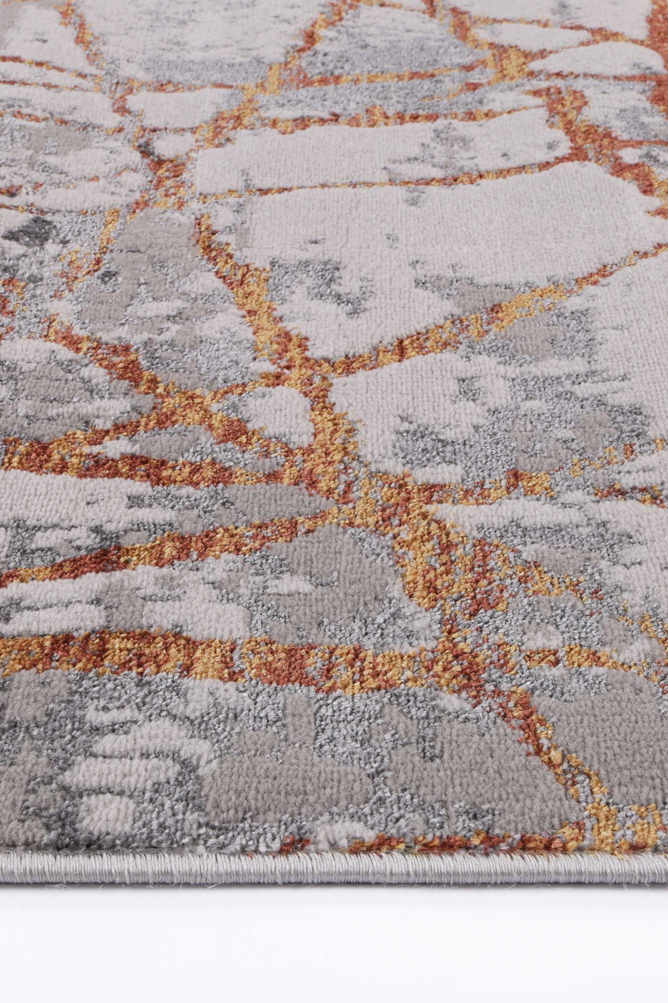 Motifera James Grey & Orange Geometric Rug