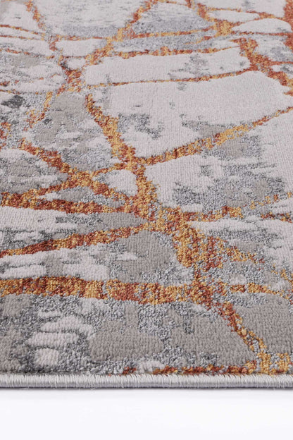 Motifera James Grey & Orange Geometric Rug