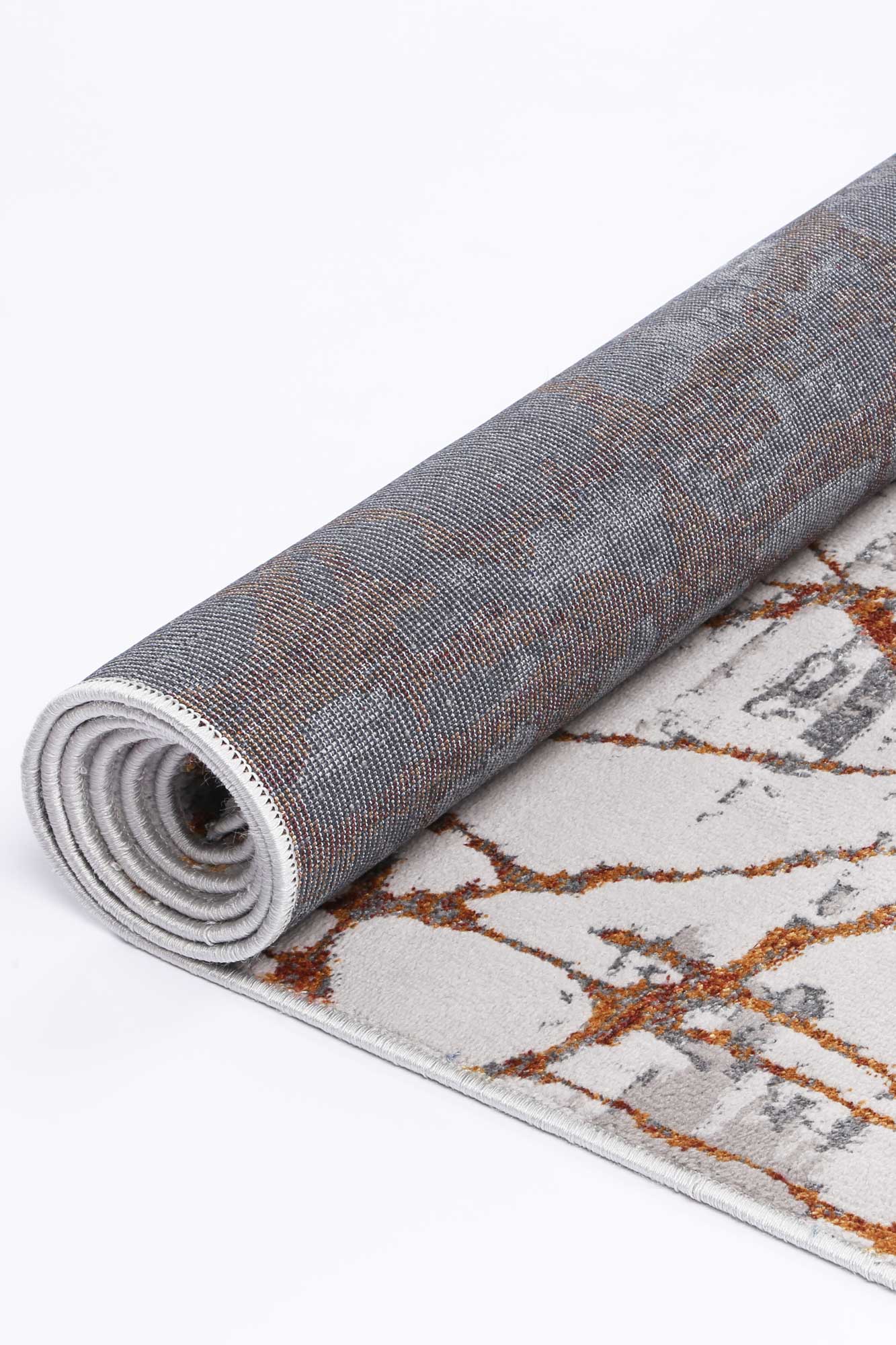 Motifera James Grey & Orange Geometric Rug